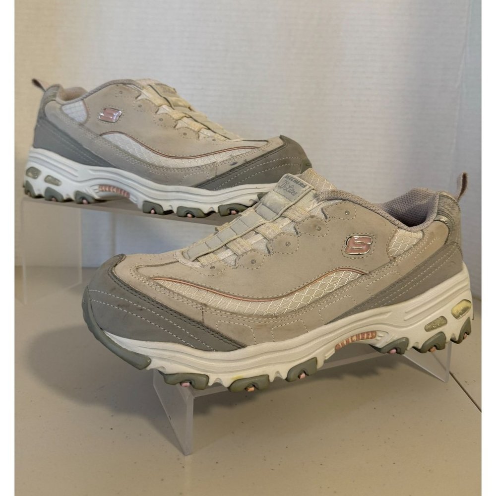 Skechers D'Lites Hands Free Slip-On Sneakers Womens US 9 Gray/Pink Comfort Shoes